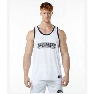 Alphalete Men’s Varsity Basketball Jersey - White , Size Large